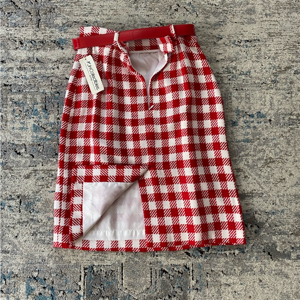Vintage 80's red and white gingham skirt - Picture 4 of 8
